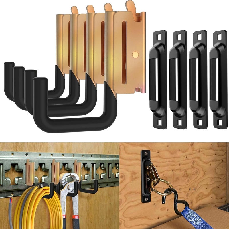Eegoowa E Track Hooks Heavy Duty E Track J Hooks E Track X Track Steel Hanger, Spring Fitting E Track Accessories for Enclosed Trailer - Image 2